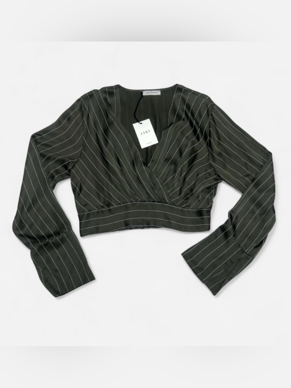 Jaki pinstripe wrap crop top